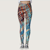 Leggings Bleu et brun croisés rustiquement dans soyeux (Devant)