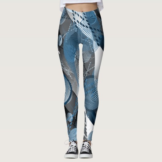 Leggings Bleu et gris. Résumé. (Devant)