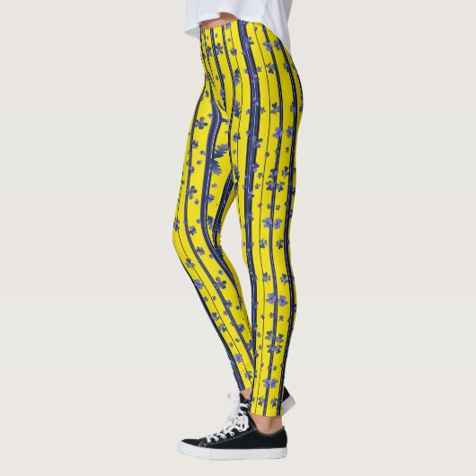 Leggings Bleu et Jaune (avec fleurs) (Gauche)