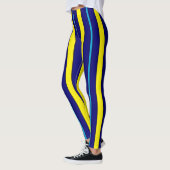 Leggings Bleu et Jaune en bandes verticales (Gauche)
