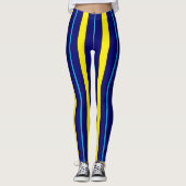 Leggings Bleu et Jaune en bandes verticales (Devant)