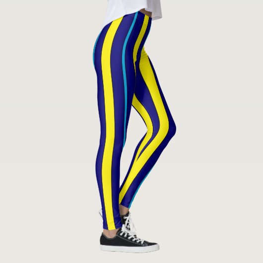 Leggings Bleu et Jaune en bandes verticales (Droite)