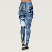 Leggings Bleu et Marbre blanc Fluid Art (Dos)