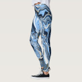 Leggings Bleu et Marbre blanc Fluid Art (Gauche)