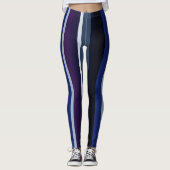 Leggings Bleu et pourpre Abstrait rayures (Devant)