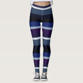 Leggings Bleu et pourpre Abstrait rayures (Devant)
