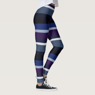 Leggings Bleu et pourpre Abstrait rayures