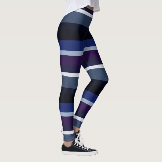 Leggings Bleu et pourpre Abstrait rayures (Droite)