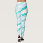 Leggings Bleu et Turquoise rayé Abstrait (Dos)