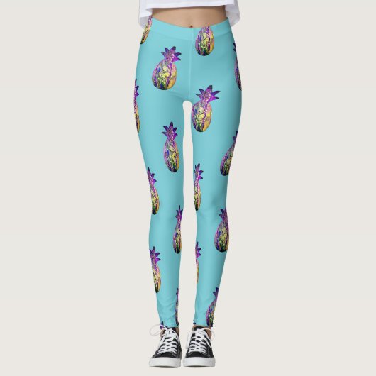 Leggings Bleu exprès d'ananas (Devant)
