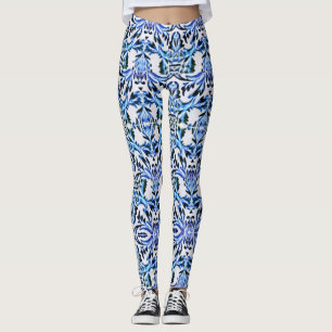 Leggings Bleu feuille fileté