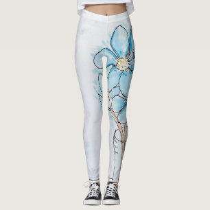 Leggings Bleu Fleur de foie