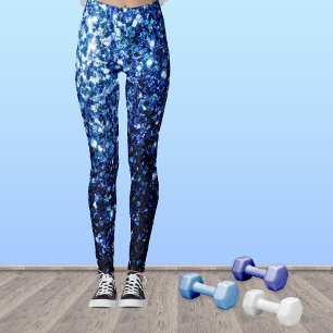 Leggings Bleu foncé profond brillant faux paillettes scinti