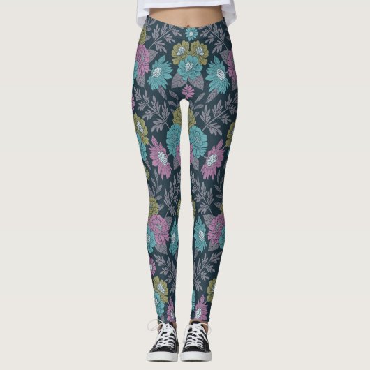 Leggings Bleu foncé, vert et violet (Devant)