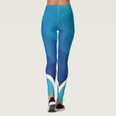 Leggings Bleu géométrique avec blanc nom rayé moderne (Dos)