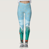 Leggings Bleu glacé avec Flèches dorées (Devant)