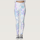 Leggings Bleu glacé et pourpre floraison hivernale | Mode f (Devant)