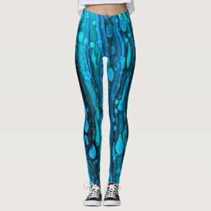 Leggings Bleu gouttes acrylique pourrissant Abstrait Fluid