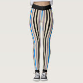Leggings Bleu gris-noir rayé (coutume) (Devant)