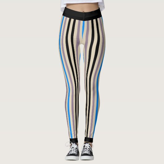 Leggings Bleu gris-noir rayé (coutume) (Devant)