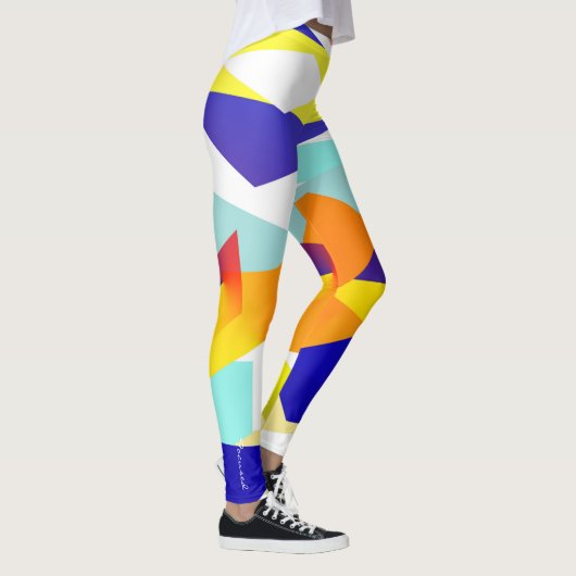 Leggings Bleu jaune ciblé Art Abstrait (Droite)