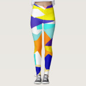 Leggings Bleu jaune ciblé Art Abstrait (Devant)
