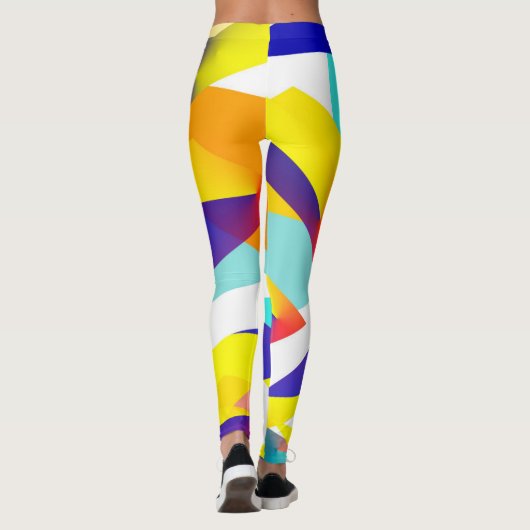 Leggings Bleu jaune ciblé Art Abstrait (Dos)