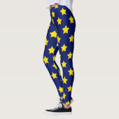 Leggings Bleu Jaune Etoiles Motif (Gauche)
