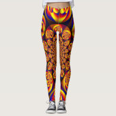 Leggings Bleu, Jaune, Mini sphères Or (Devant)