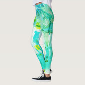 Leggings Bleu Jaune Vert Blanc Moderne Élégant Abstrait (Gauche)