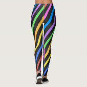 Leggings Bleu jaune violet Bleu noir rayures trippées (Dos)