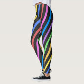 Leggings Bleu jaune violet Bleu noir rayures trippées (Gauche)
