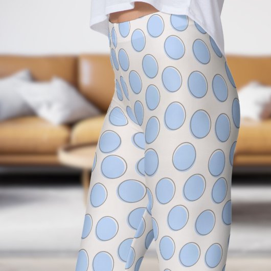 Leggings Bleu magnifique et blanc neige Polka Motif