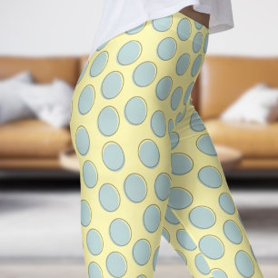 Leggings Bleu magnifique et crème blanc Motif Polka Dot