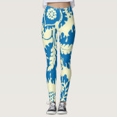 Leggings Bleu magnifique et Crème Floral Impression (Devant)