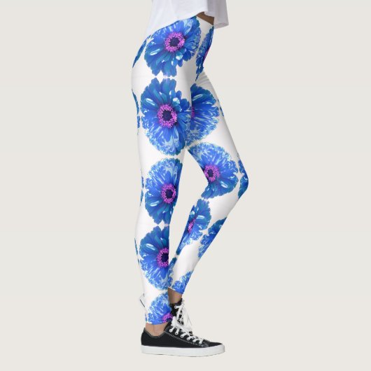 Leggings Bleu marguerite bleu photo florale (Droite)