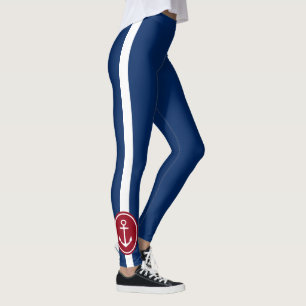 Leggings Bleu marine avec l'Ancre rouge et blanche