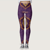 Leggings Bleu marine ou violet avec Mandalas or (Devant)