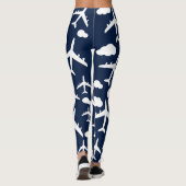 Leggings Bleu mignon avion volant conception motif (Dos)
