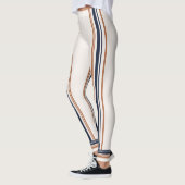 Leggings Bleu moderne et blanc or Grandes bandes longues (Gauche)