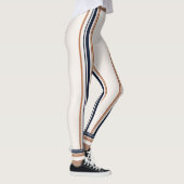 Leggings Bleu moderne et blanc or Grandes bandes longues (Droite)