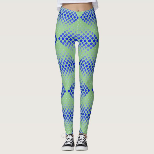 Leggings Bleu Motif matriciel 01 Vert BG (Devant)