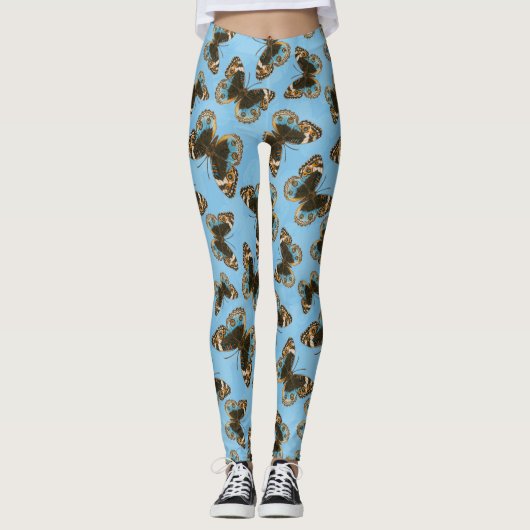 Leggings Bleu motif papillon Pansy (Devant)
