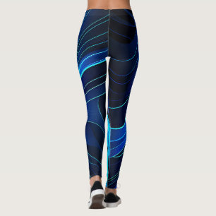 Leggings bleu néon et noir avec Patte futuriste