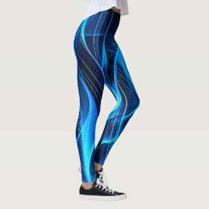 Leggings bleu néon et noir avec Patte futuriste