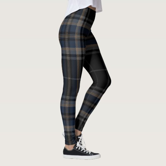 Leggings Bleu noir à la mode de plaid de tartan (Droite)