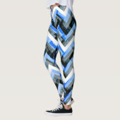 Leggings Bleu Noir Blanc Chevron Texturé (Gauche)
