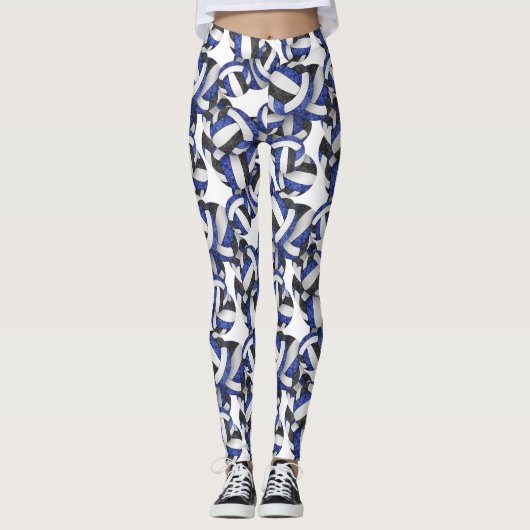 Leggings bleu noir équipe couleurs volleyballs motif (Devant)