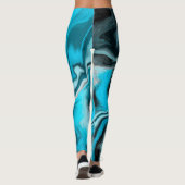 Leggings Bleu, noir et Marbre blanc Fluid Art (Dos)