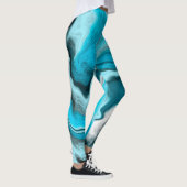 Leggings Bleu, noir et Marbre blanc Fluid Art (Droite)